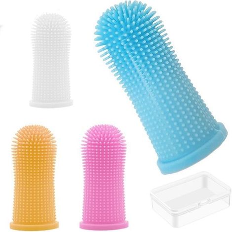 Ensemble de 4 animaux de compagnie de brosses à dents 360 ° de la conception, de BPA et sans phtalate, élimine Efficacement le t (1/5)