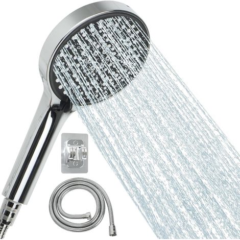 1 Ensemble Pommeau de Douche,Flexible 1,5m,Diamètre 125mm,6 Modes,Silicone Anti-calcaire,Salle de Bain (1/5)