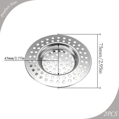 2 Pcs Filtre évier Cuisine, Tamis lavabo en INOX, Filtre Cheveux Douche, Filtre de Vidange pour évier,Grille Evier Cuisine, pour Salle de Bain Cuisine (1/4)