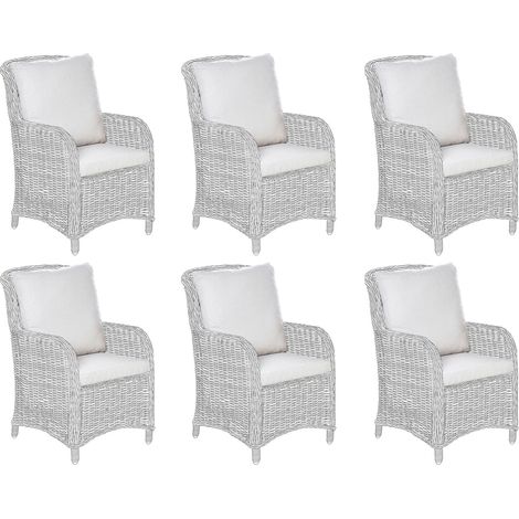 Lot de 6 Housses de Coussins de Chaise de Jardin Beige Cascais