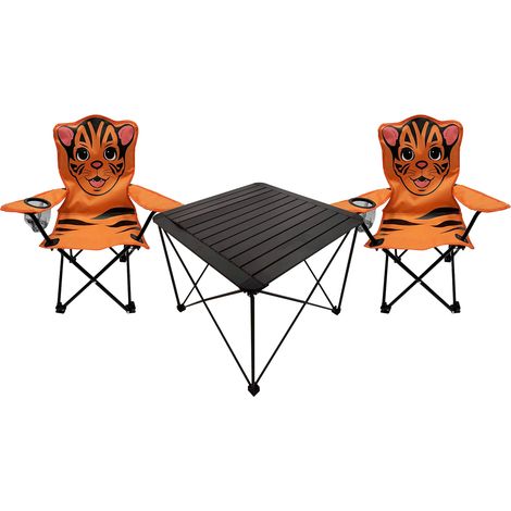 3er Kinder Campingmöbel Set -MCM3000+2xMCM1000-Orange-Tiger