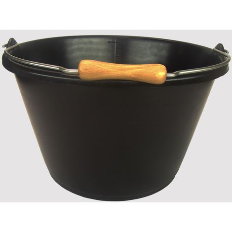 Seau noir 15L en métal laqué avec poignée en bois – Design moderne pour jardinage et décoration – Capacité 15 litres – Bellijardin (1/2)