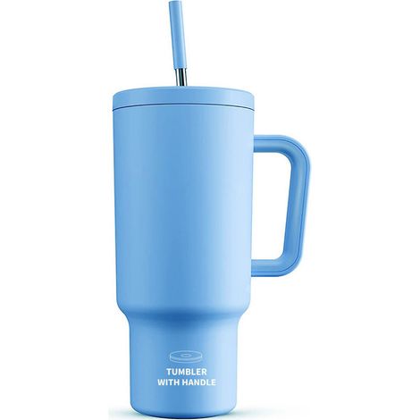 Thermobecher 1,2 L Edelstahl mit Griff, doppelwandig isoliert, auslaufsicher, für Heiß- und Kaltgetränke (1/5)
