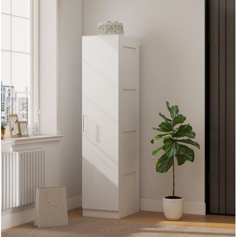 MEUBLIV Armoire penderie 40 x 52 x 180 cm blanche – porte soft-close, 1 tringle et 1 étagère (1/5)