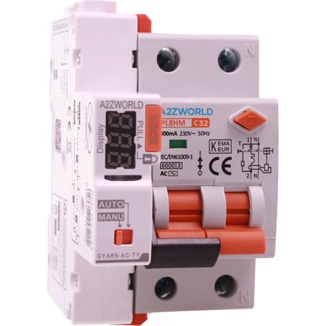 RCBO Interruttore Magnetotermico Differenziale WIFI Con Riarmo Automaico, Tipo AC Curva C 1P+N 3M 6000A 300mA C6A AC 230V IP20 IEC61009-1 PL8HM, Disponibili 6A 10A 16A 20A 25A 32A (C32A)