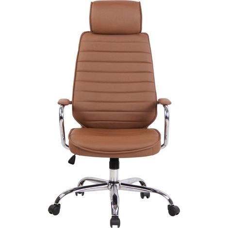 Silla de Oficina Rako de Cuero Sintético Marrón claro (1/5)