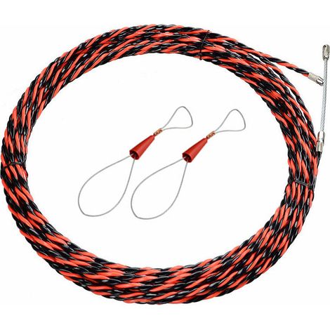 BRAVIX Aiguille Electricien 20M Tire Fil Electrique 6mm Diamètre tire fils electrique, rétractable d’installation pour tire Cable et rallonge en acier spiralé flexible Aiguille Tire Fil,