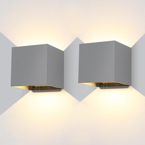 20W Appliques Murales LED Blanc Froid 6000K 2PCS Applique Mural Exterieur Angle de faisceau réglable Etanche IP65.