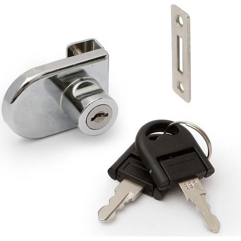 cerradura bombillo cristal 38x54 d21x18 cromo c/llave funda negra articulada. (1/2)
