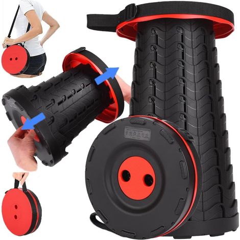 Klapphocker für den Außenbereich – Teleskophocker – Campinghocker – Klapphocker – Zusammenklappbarer Hocker – Höhenverstellbar – Gehhocker – Leichter Anglerhocker (1/5)