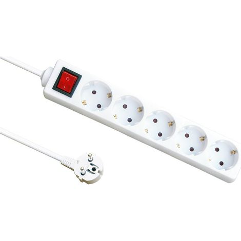 Multiprise à 5 prises avec interrupteur, câble de 3 m, 3G1,5 mm², 3500 W (1/2)