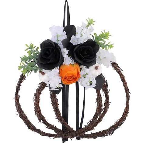 Couronne de Citrouille pour décoration d ' Halloween, décoration Murale Florale avec Boucle supérieure pour entrée, cheminée et Installation de fête en intérieur avec attrait saisonnier Couronne de