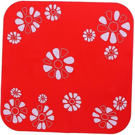 Tapis en silicone pour animaux de compagnie, tapis pour gamelle de chien ou de chat en silicone imperméable et antidérapant, joli motif floral - Rouge (1/5)