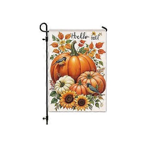 Drapeau de jardin extérieur en lin imprimé recto verso, décoration automnale pour Thanksgiving (YMCQ1-16)