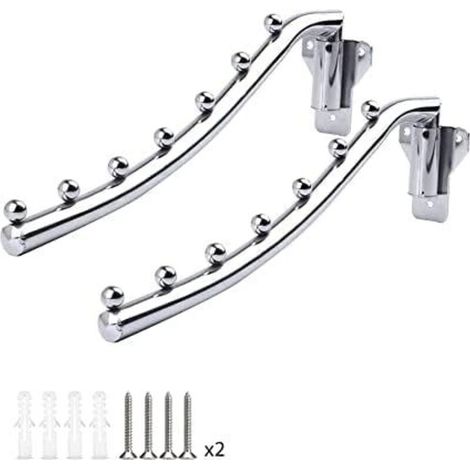 Portant à vêtements mural pliable (lot de 2), rétractable, avec bras pivotant, pour suspendre les serviettes et sécher les vêtements, idéal pour balcon, salle de bain et chambre.