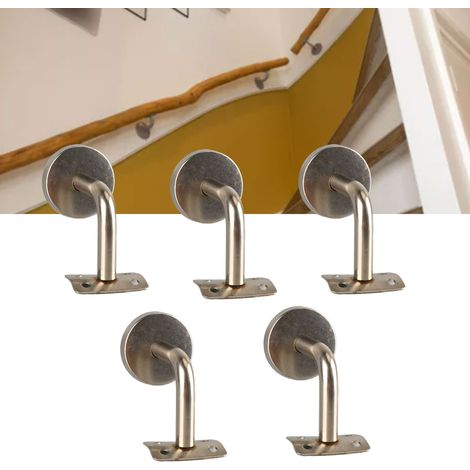 Support mural fixe 60×60cm 201 pour main courante d'escalier, en acier inoxydable massif, avec équerre en L. (1/5)