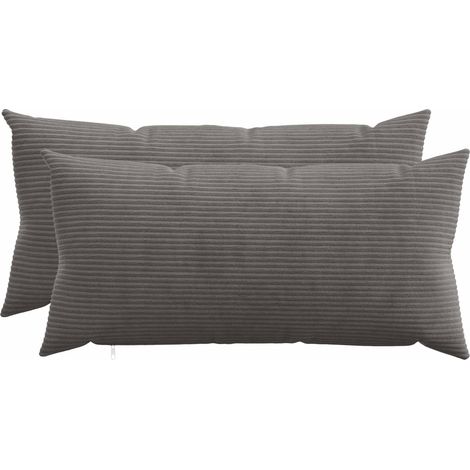 Housse de coussin 2 pcs HEERLEN Gris foncé 40 x 70 cm (1/5)