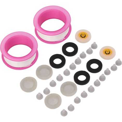 Ensemble de 2 buses de douche en silicone avec joint en caoutchouc, crépine et limiteur de débit. Ruban PTFE. (1/5)