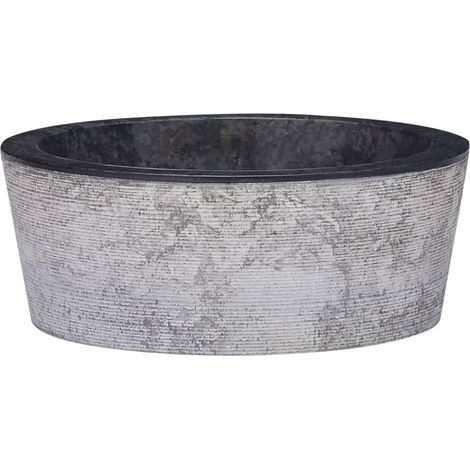 Lavabo mármol negro Ø40x15 cm vidaXL (1/6)