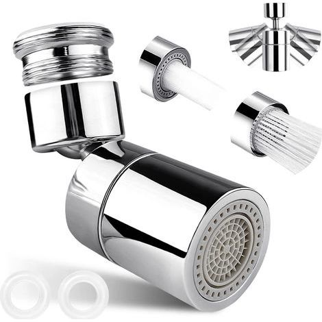 Aireador y filtro para grifo de fregadero, ahorrador de agua de doble función (1 pieza). Aireador giratorio de 360 grados para grifos de cocina/baño que ahorra agua. (1/5)