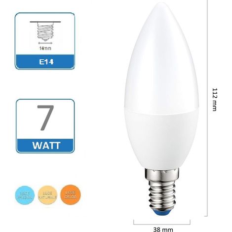 Lampadina Led Oliva 7W E14 opaca lampada per lampadario luce Fredda Naturale Calda  Naturale 4000k