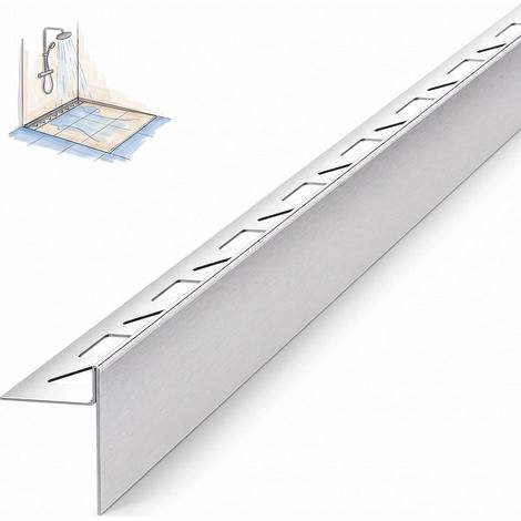 Dalsys Cale de pente pour douche, Argent Profilé de douche pour praticable, inox résistant à la corrosion - Profilé de pente 200cm, hauteur 10mm, droite