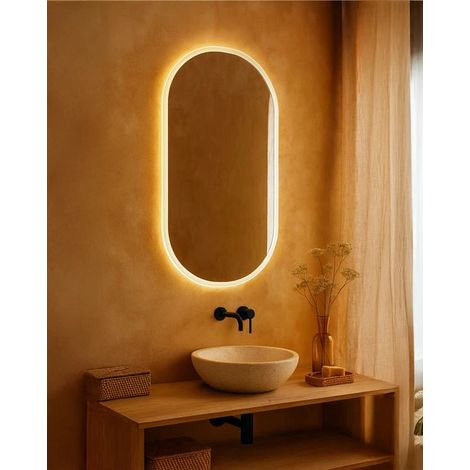Exagonshop Specchio 101x53 retroilluminato ovale