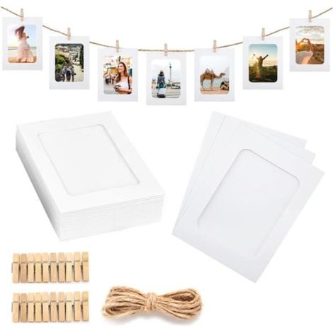 Cadre Photo - DIY - 20 Pièces - Blanc - 11.5x15.5CM - Clips et Cordes Inclus (1/4)