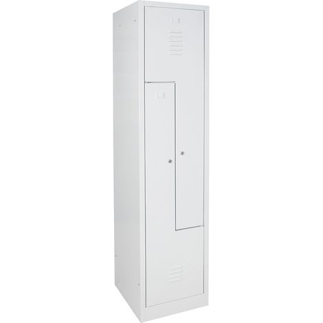 BRB Z-Spind mit Sockel und Zylinderschlössern, 2 Abteile, BxTxH 415x500x1800 mm (Lichtgrau) (1/3)