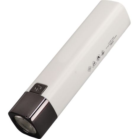 Lampe torche rechargeable ultra-lumineuse mini USB avec fonction batterie externe pour les aventures en plein air (blanche) (1/5)