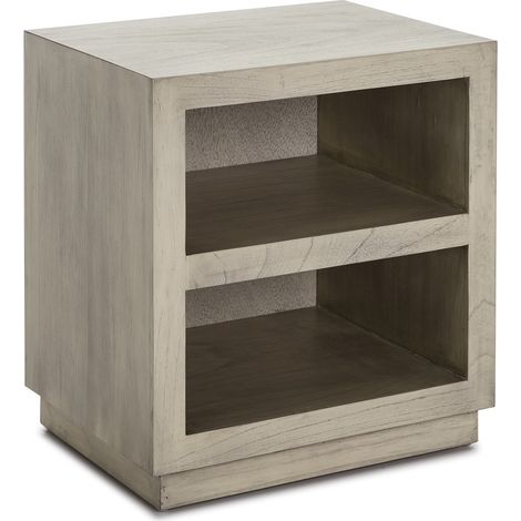 Table de chevet 2 niches bois massif grisé voilé Telo (1/2)