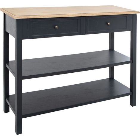 Console gris foncé de 2 tiroirs - L.110 x l.40 x H.85 cm -PEGANE- (1/3)