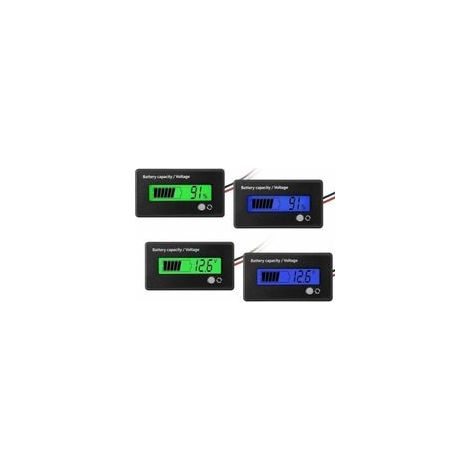 Lot de 4 jauges de batterie DC 12 V 24 V 36 V 48 V avec alarme, indicateur de tension de capacité de batterie, jauge de carburant de batterie au plomb et indicateur de batterie Li-Ion (vert et - Crezu