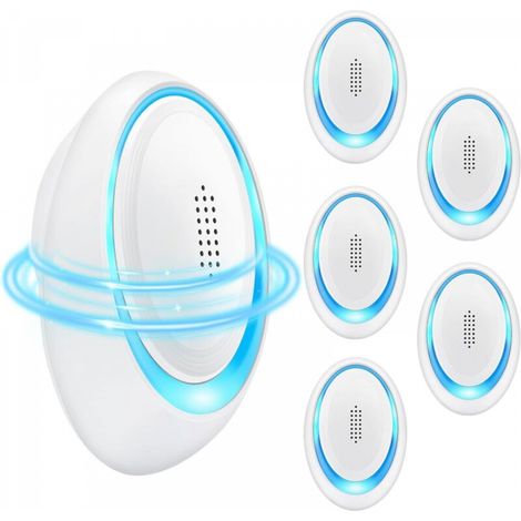 Répulsif à ultrasons anti-insectes avec bouchon ultrasonique, anti-rongeurs, anti-cafards, rongeurs, insectes, fourmis, moustiques et araignées, lot de 6 (1/4)