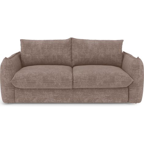 Canapé convertible express 4 places en velours gaufré taupe ICON (1/5)
