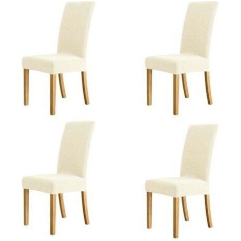 Ensemble de 4 housses de chaise épaisses beiges, convenant à divers environnements : maison, hôtel, restaurant, bureau. (1/2)