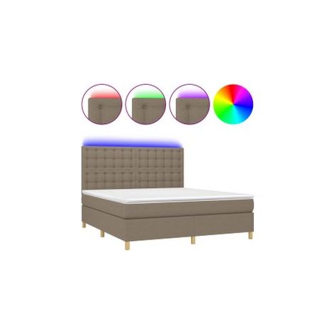 Sommier à lattes de lit et matelas et LED Taupe 180x200 Tissu (1/5)