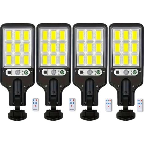 Lampes solaires d'extérieur avec détecteur de mouvement, 3 modes, lampes solaires LED pour extérieur, étanche, pour jardin, clôtures, gouttières, éclairage chaud [Classe énergétique A+] (1/4)