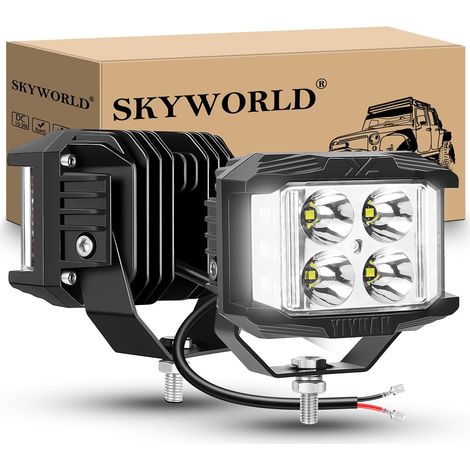 2 x Phare de travail led, 10 cm 4 pouces 35W 3500LM Cube Barre Led 12V 24V Projecteurs Spot Longue Portée Feux de travail pour 4x4 Voiture Camion SUV ATV Tracteur, 6000K Blanc (1/5)