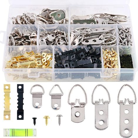 601 pcs Kit de crochets robustes avec 1 mini dégradé, assortiment de crochets avec vis pour la maison, le bureau, les photos, la peinture (1/5)