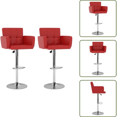 vidaXL Tabourets de bar lot de 2 rouge similicuir (1/5)