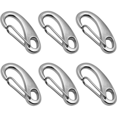 6 Pièces Mousqueton Escalade,Mousqueton a Ressort en Acier Inoxydable Charge Maximale 100 KG,Ressort Porte Mousqueton 50 mm pour Camping,Randonnée,Extérieur (1/5)