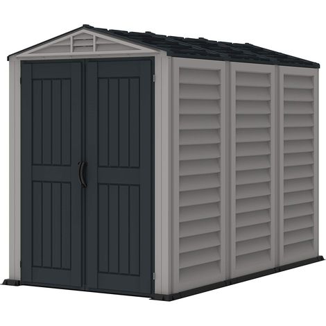 Duramax YardMate Capannone da giardino in plastica con pavimento in plastica, colore: Antracite e Adobe, 5 x 8 (1/4)