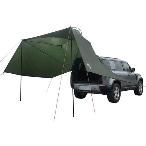 Tente de Voiture Abri de Protection Pliable en Polyester et Acier Vert Armée 350 x 250 cm (1/5)