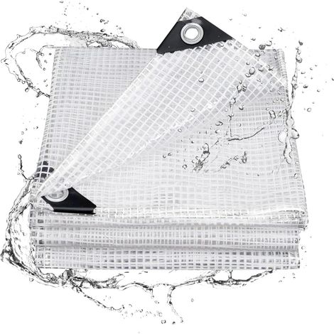 1 Bâche 3x3,5m, Polyéthylène 140g/m², Transparente, Imperméable, Résistante UV, Serre, Terrasse