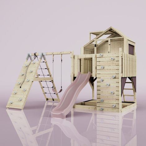 PolarPlay Kids Climbing Tower & Garden Playhouse with Swing and Slide - Climb & Swing Ragna Rose (1/5)