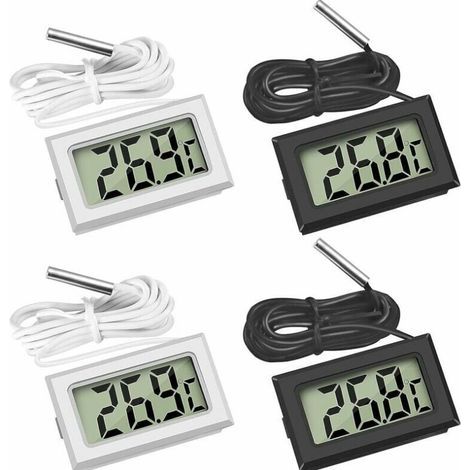 (2X Black 2X White, 46x28x15mm) Mini Digital LCD Thermometer with Temperature Probe Sensor Tester (1/5)