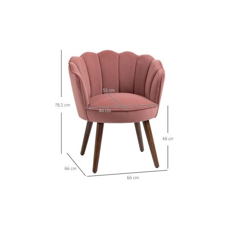 Sillón de comedor 66x66x78,5 cm de poliéster rosa, asiento cómodo para salón – MEUBLIV (1/5)