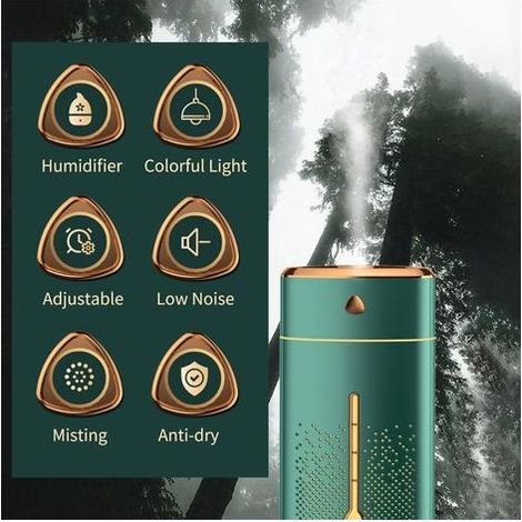 Diffuseur humidificateur à brume de 1000mL, avec veilleuse colorée, silencieux et frais, alimenté par USB, pour bureau, maison, voyage, voiture, bureau, chambre à coucher (1/5)