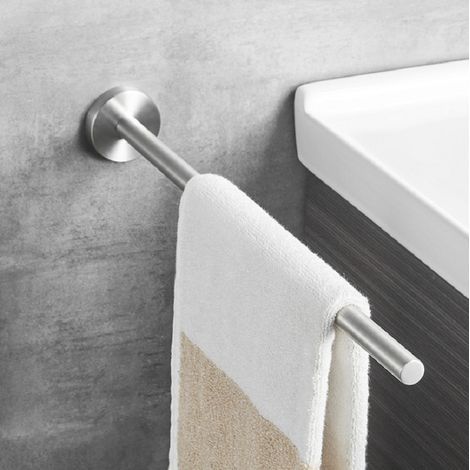 Porte-serviettes de salle de bain en acier inoxydable, anneau porte-serviettes à 1 bras chromé poli, porte-serviettes invité Porte-serviettes pour salle de bain, cuisine, 42cm (1/5)